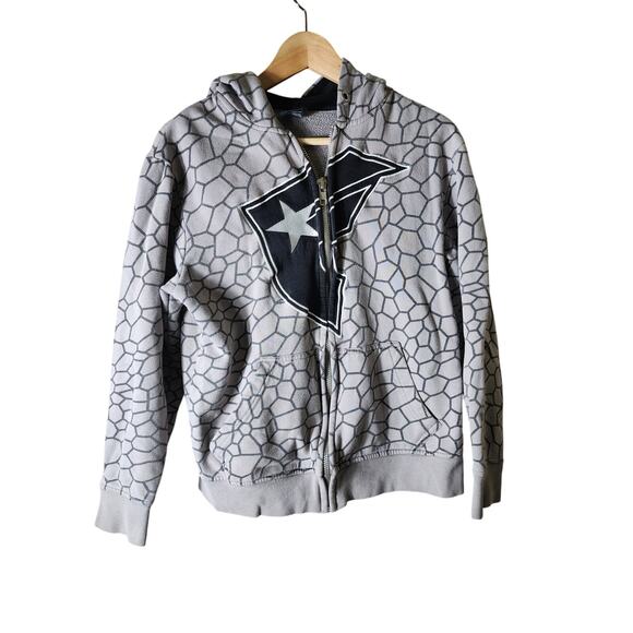 Vintage FAM0OUS STARS AND STRAPS Y2K Gray Black Travis Barker Hoodie Women SZ 8 - Picture 1 of 8